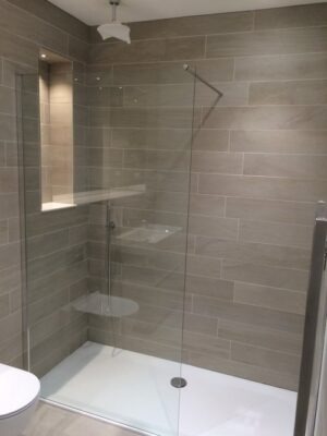 Open plan walk in shower